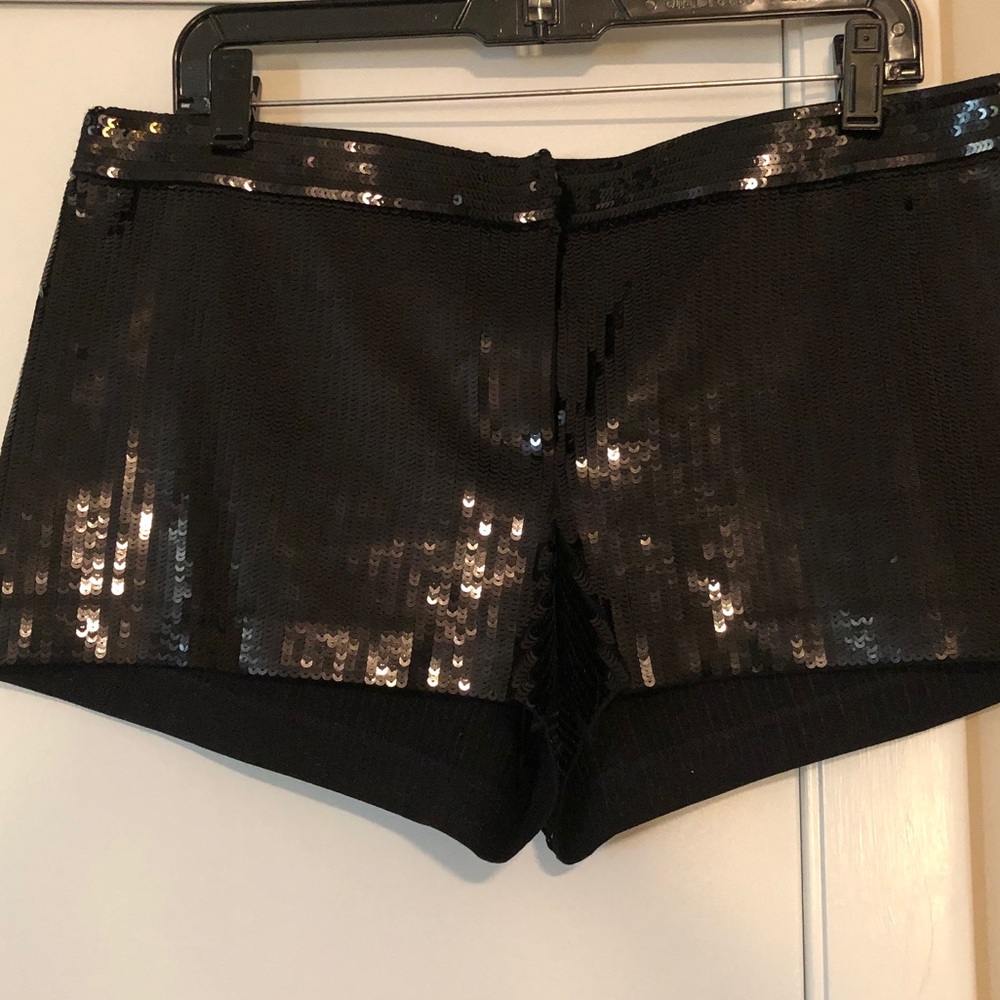 Express black shiny sequins party shorts